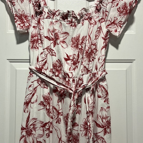 Julia Jordan Size 6 Medium Maxi dress Red and white Floral print on off shoulder - Picture 5 of 11